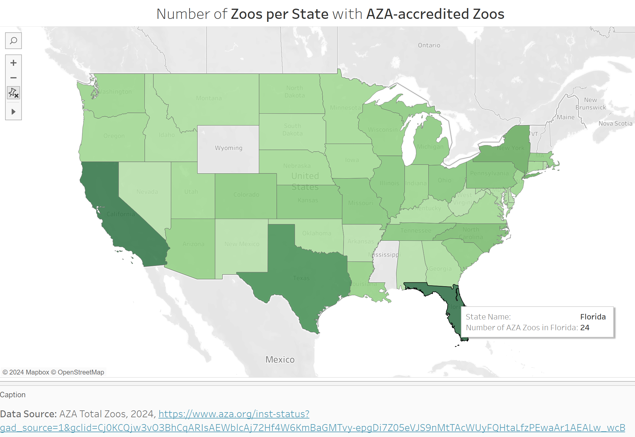 AZA accredited Zoos in the Continental United States
